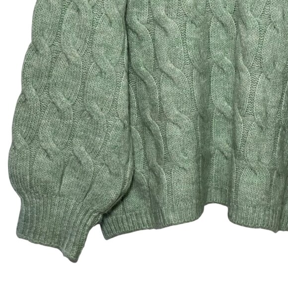 Cable Knit Chunky Oversized Whimsigoth Green Sweater Granny Granola Soft Small - Picture 2 of 9